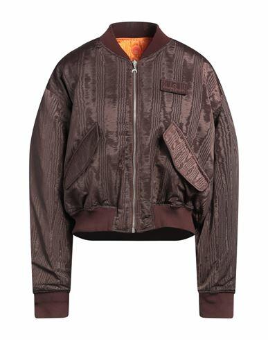 Marine Serre Woman Jacket Dark brown Recycled polyester, Polyester Cover