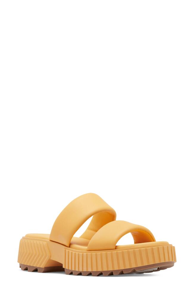 SOREL Ona Streetworks Platform Slide Sandal in Yellow Ray/Sea Salt Cover