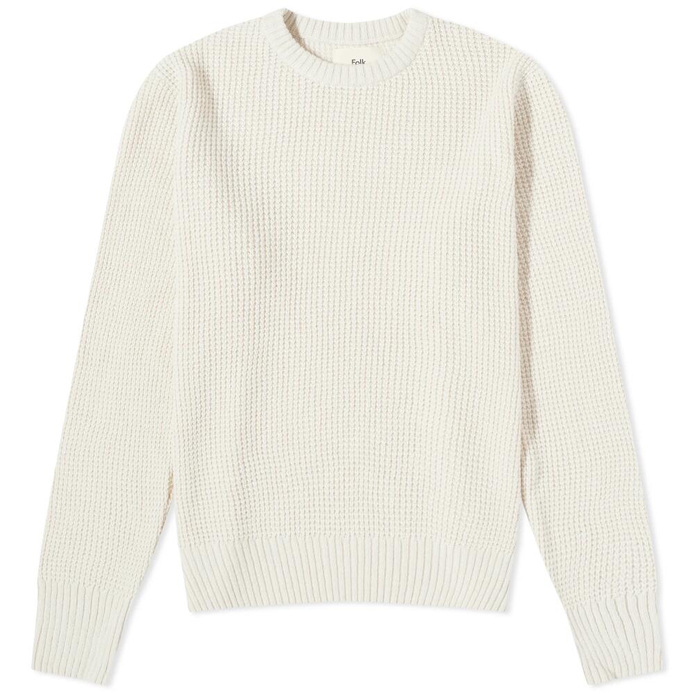 Folk Men's Waffle Crew Knit in Ecru Cover