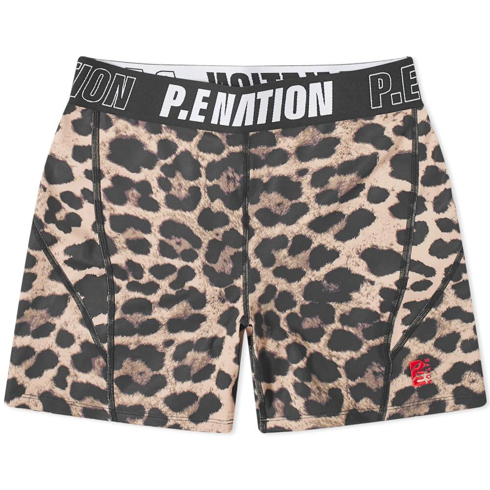 P.E Nation Women's Downforce 5" Bike Shorts in Leopard Cover