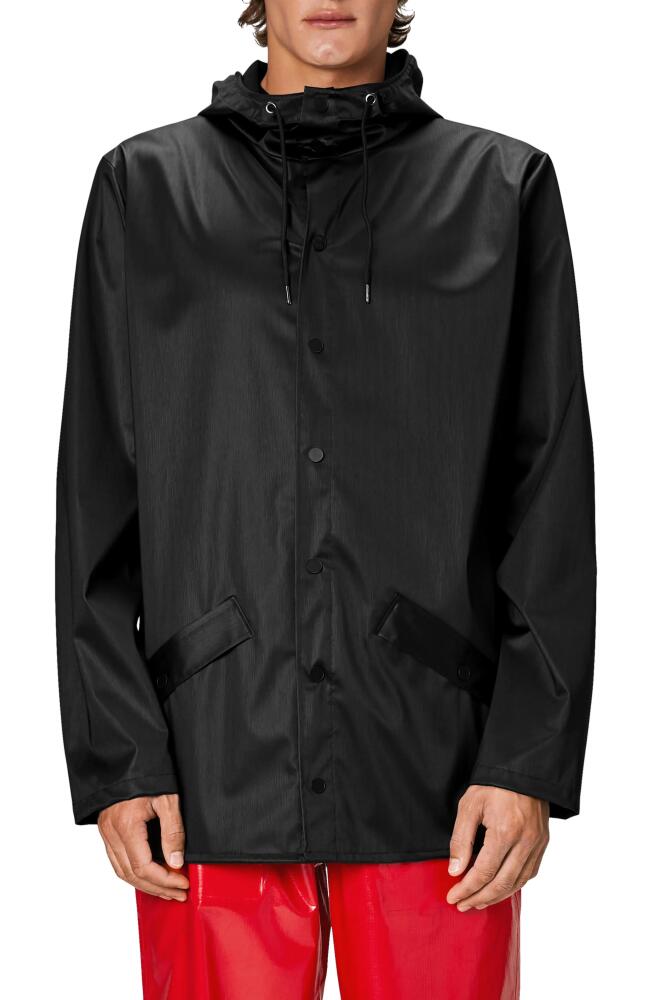 Rains Snap Front Rain Jacket in Black Grain Cover