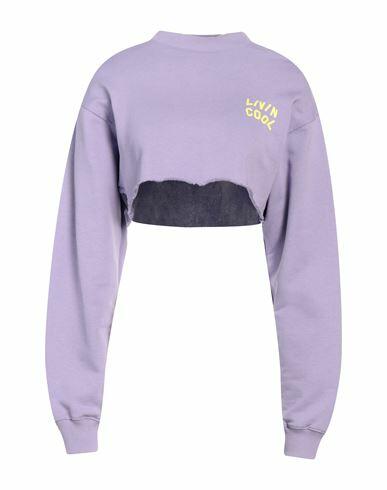 Livincool Woman Sweatshirt Lilac Cotton Cover