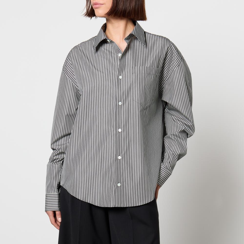 AMI Boxy Fit Striped Cotton-Poplin Shirt Cover