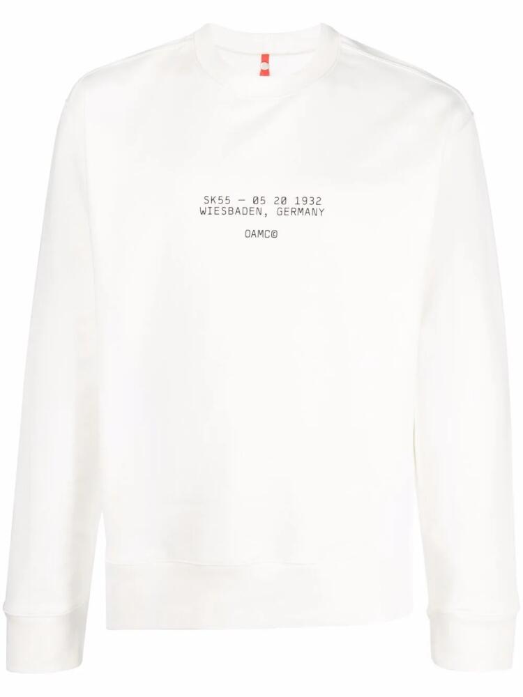 OAMC Audio slogan-print sweatshirt - White Cover