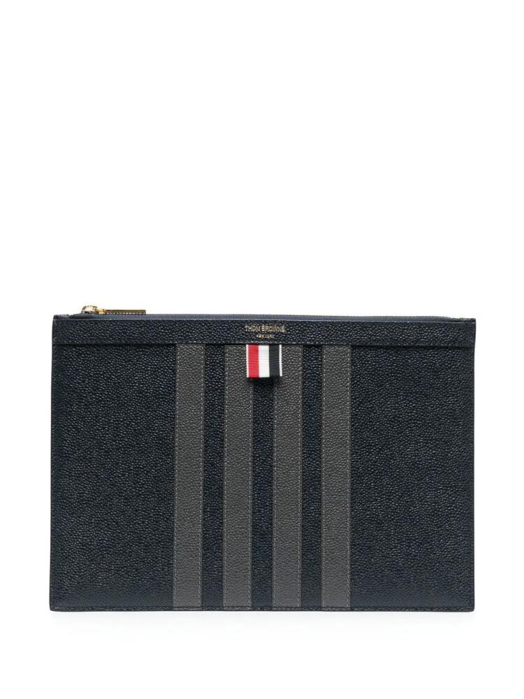 Thom Browne small 4-Bar stripe document holder - Blue Cover