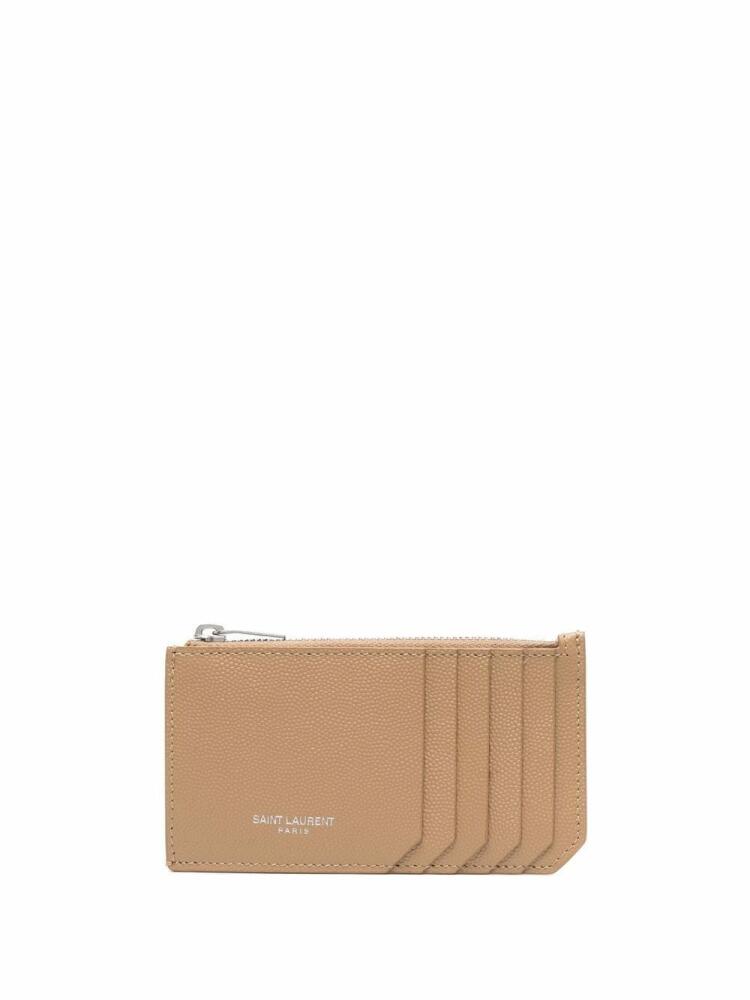 Saint Laurent Fragments zipped cardholder - Neutrals Cover