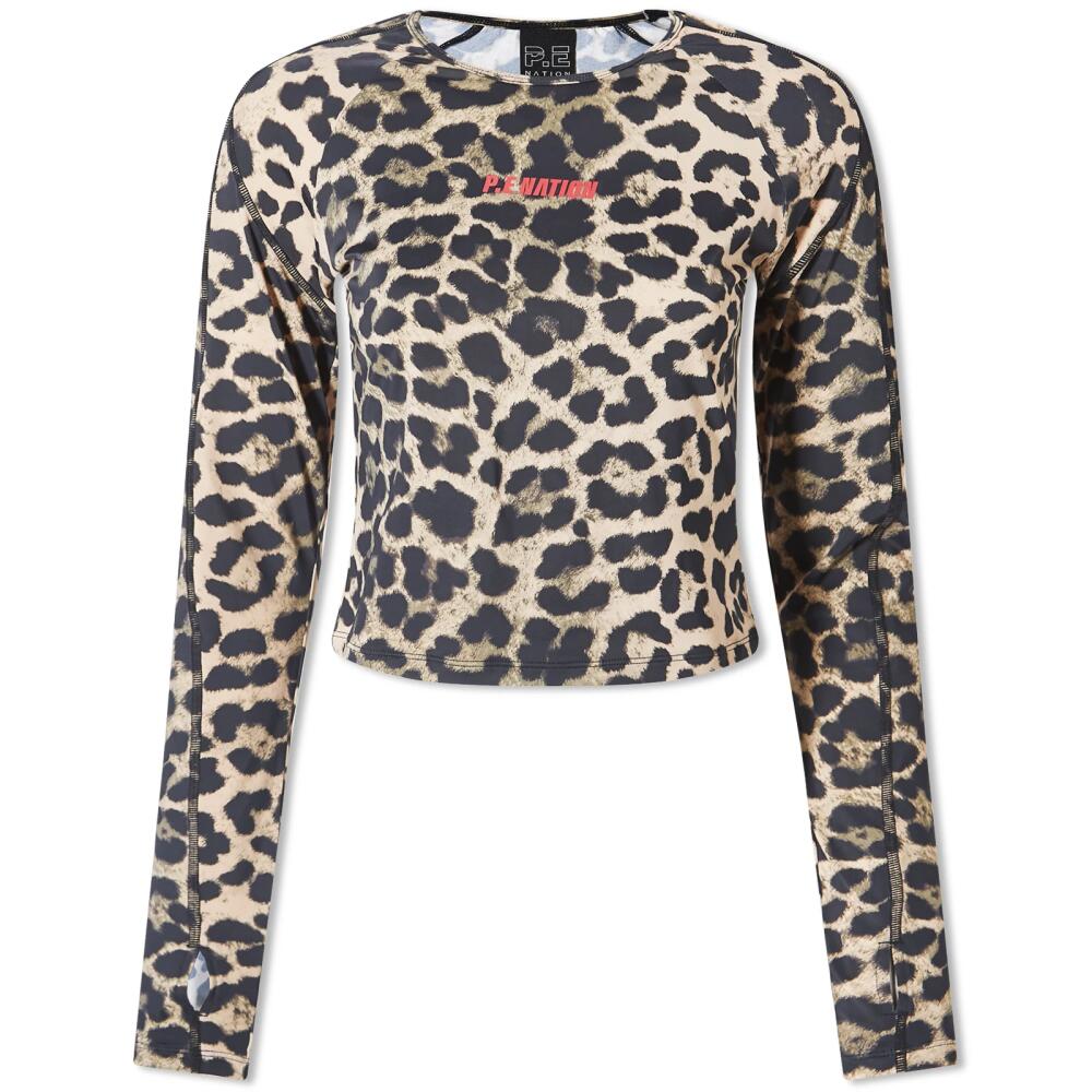 P.E Nation Women's Long Sleeve Downforce Active Top in Leopard Cover