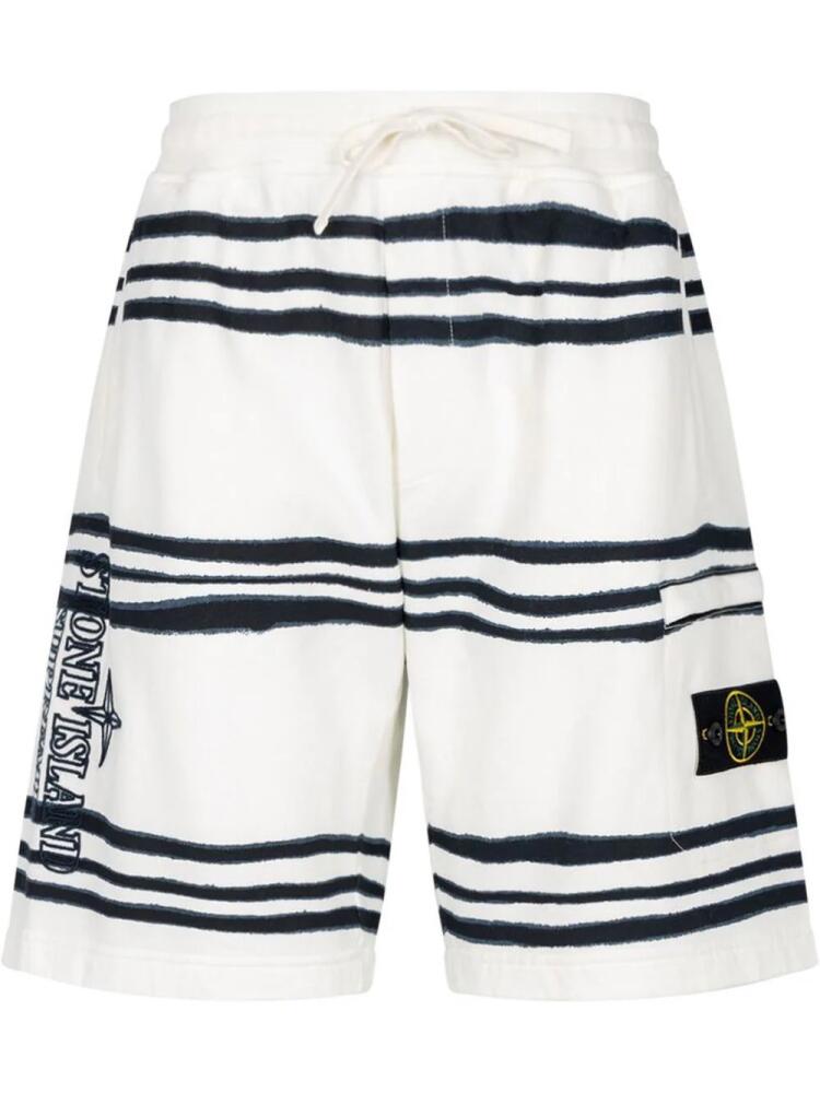 Supreme x Stone Island Warp striped shorts - White Cover