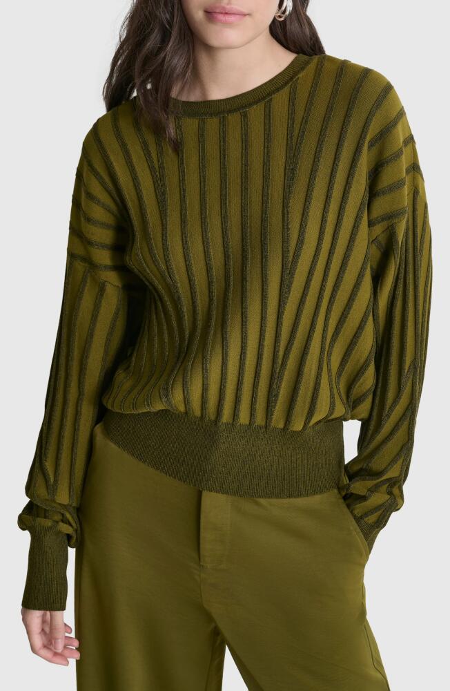 DKNY Transfer Stitch Sweater in Dark Olive/Black Cover