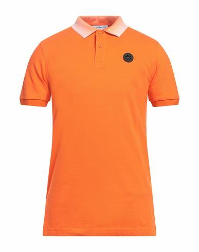 Manuel Ritz Man Polo shirt Orange Cotton, Elastane Cover