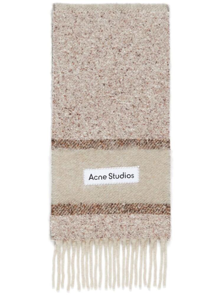 Acne Studios fringed logo scarf - Neutrals Cover