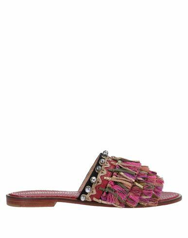 Malìparmi Woman Sandals Red Textile fibers, Soft Leather Cover