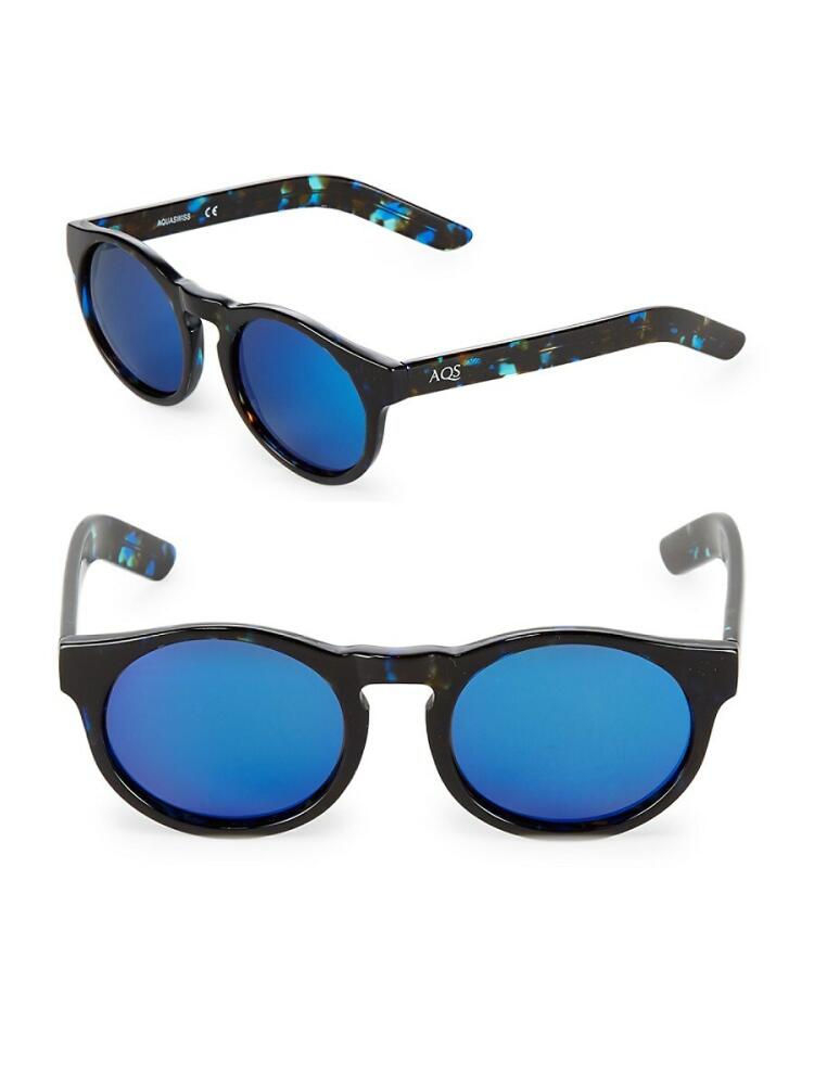 AQS Women's Benni 49MM Round Sunglasses - Black Blue Cover