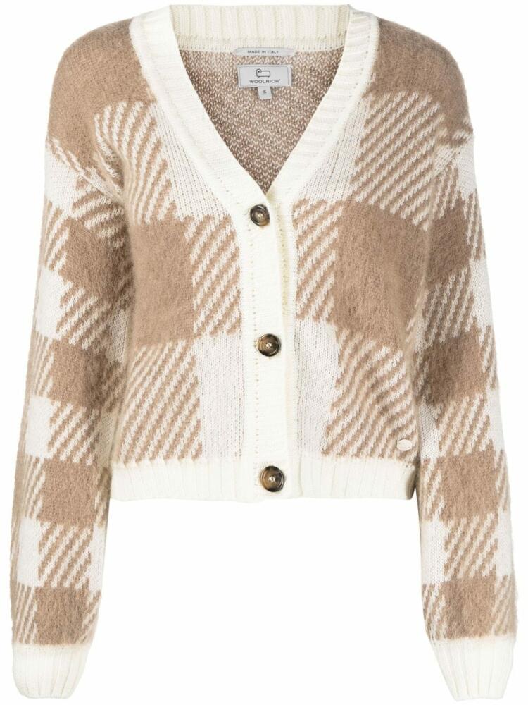 Woolrich checked intarsia-knit cardigan - Neutrals Cover