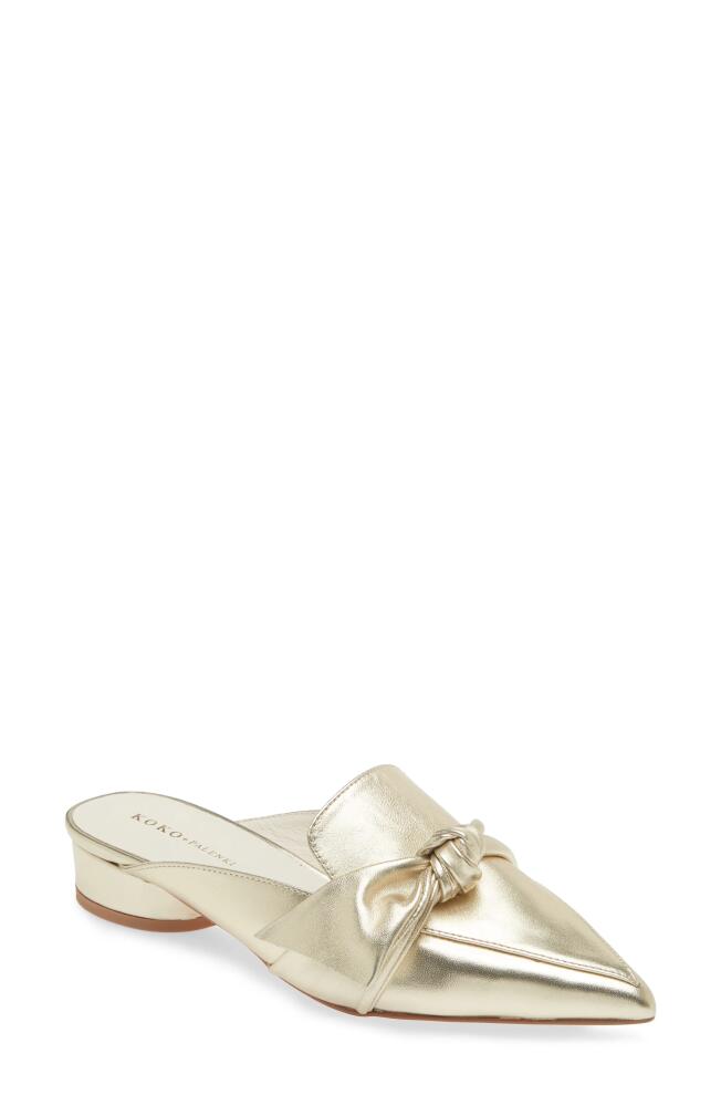 KOKO + PALENKI Quantum Pointed Toe Mule in Gold Metallic Leather Cover