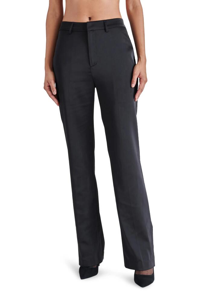 Steve Madden Mercer High Waist Straight Leg Satin Pants in Black Cover