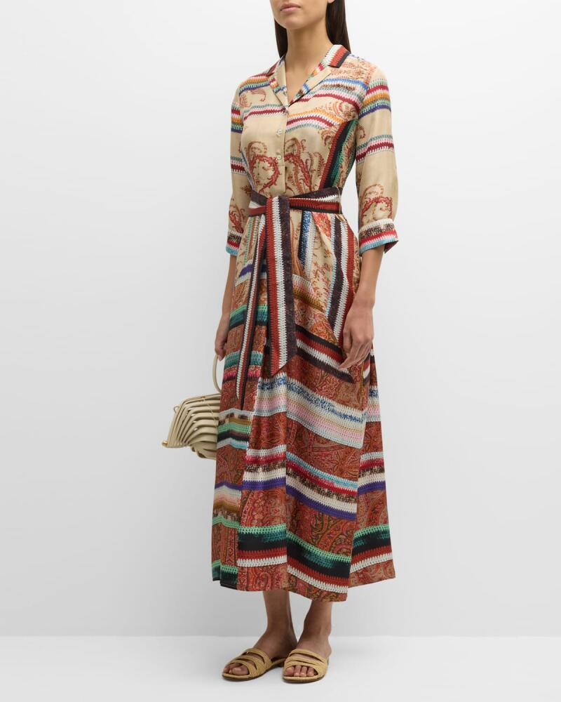 Pierre-Louis Mascia Paisley-Print Silk Maxi Shirtdress Cover