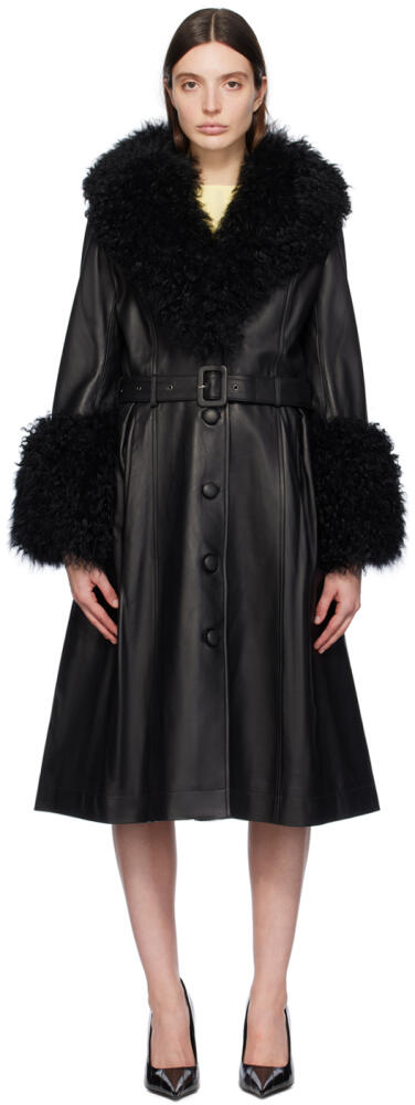 Saks Potts Black Foxy Shearling Coat Cover