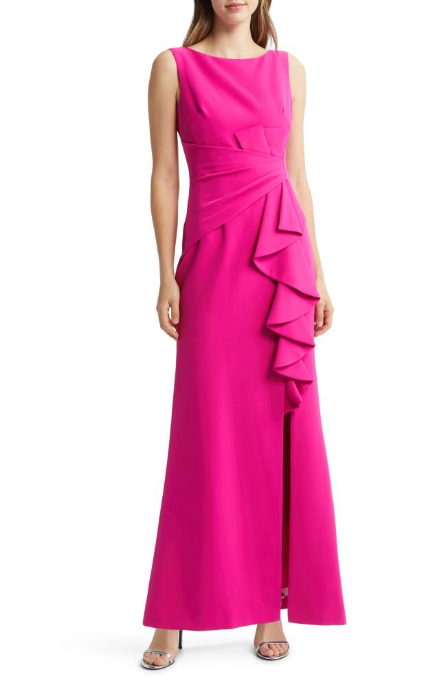 Eliza J Ruffle Front Gown in Fuchsia Cover