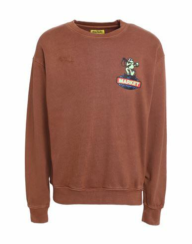 Market Gone Camping Washed Crewneck Sweatshirt Man Sweatshirt Brown Cotton Cover