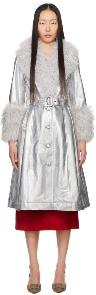 Saks Potts Silver Foxy Shearling Coat Cover