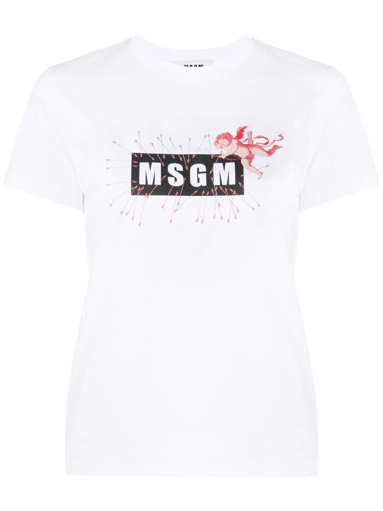 MSGM cupid logo print T-shirt - White Cover