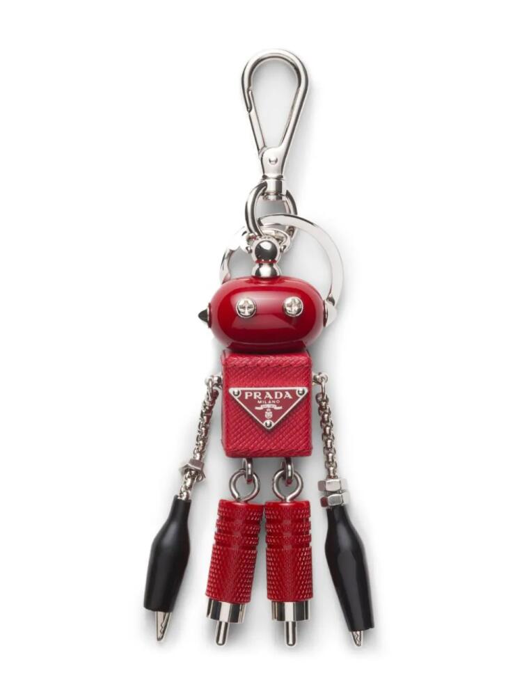 Prada triangle-logo robot keychain - Red Cover