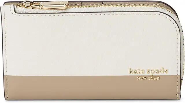 Kate Spade New York Devin Colorblocked Saffiano Leather Small Slim Bifold Wallet (Timeless Taupe Multi) Wallet Handbags Cover