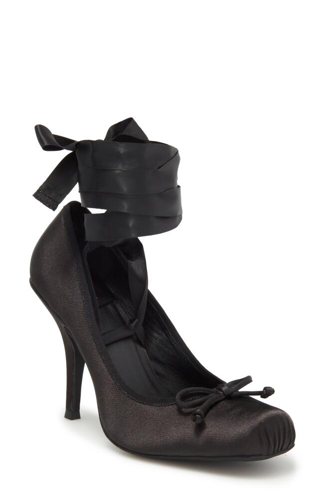 Jeffrey Campbell Nympha Ankle Wrap Pump in Black Satin Cover