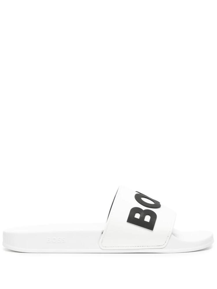 BOSS logo-embossed slides - White Cover