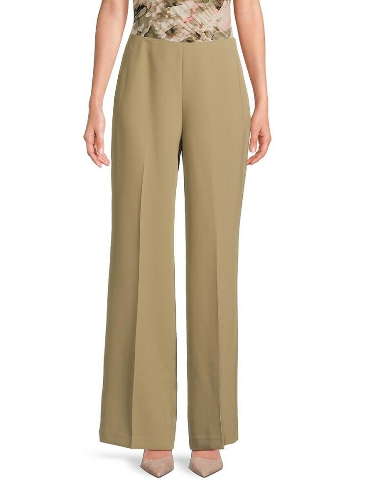 DKNY Women's Flat Front Wide Leg Pants - Beige Cover