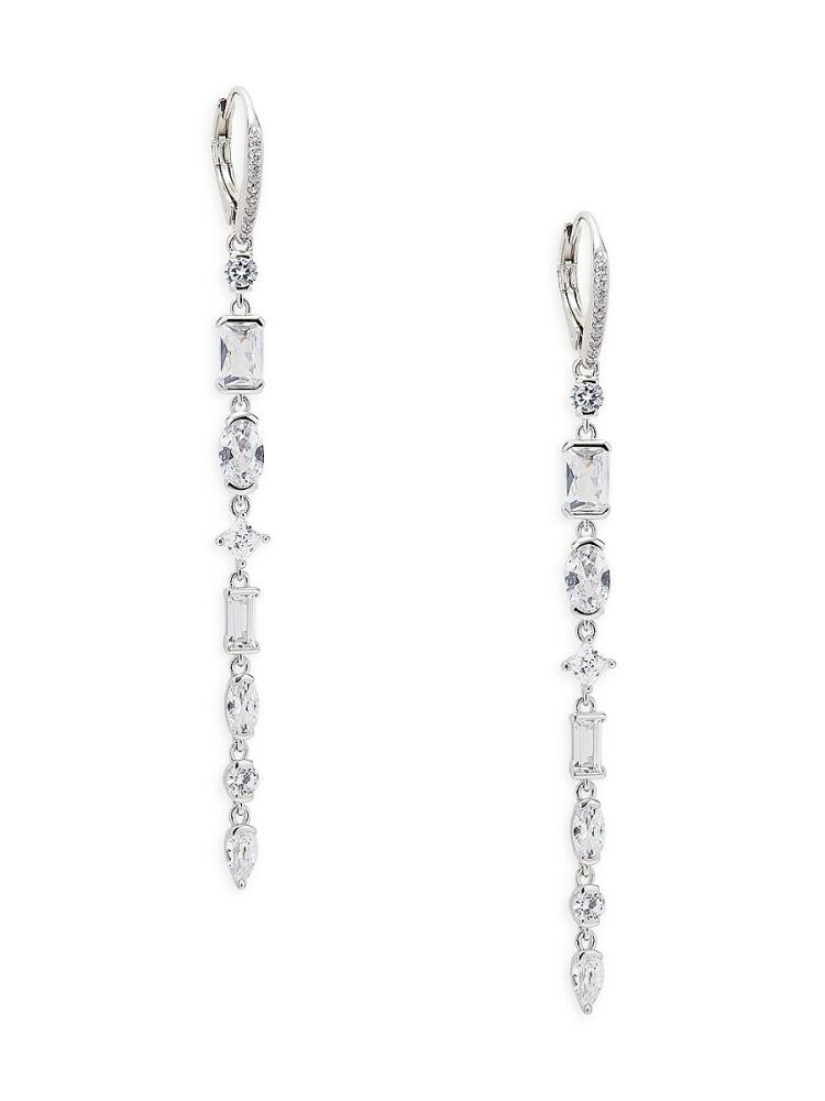 Adriana Orsini Women's Rhodium Plated Sterling Silver & Cubic Zirconia Drop Earrings Cover