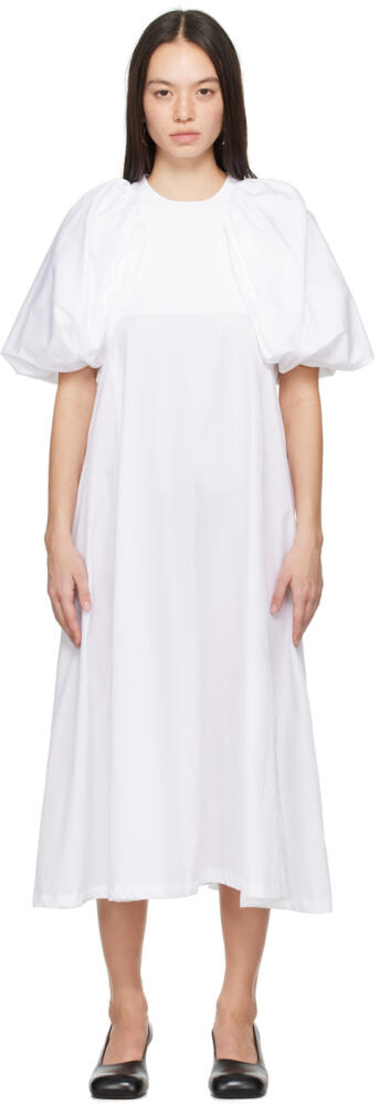 Noir Kei Ninomiya White Puff Sleeve Midi Dress Cover