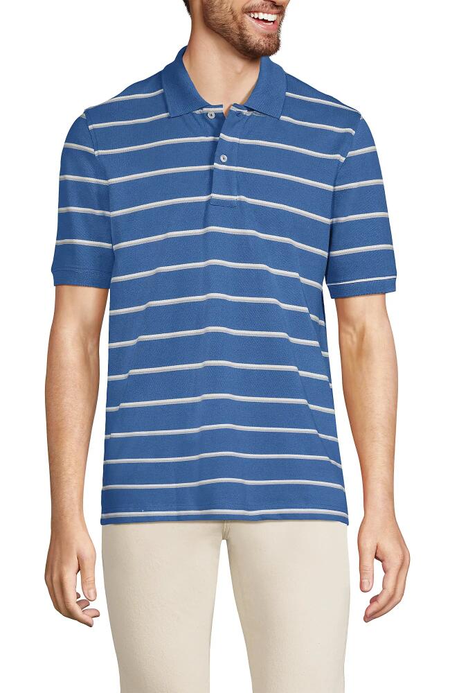 Lands' End Short Sleeve Comfort-First Mesh Polo Shirt in Mariner Blue Stripe Cover