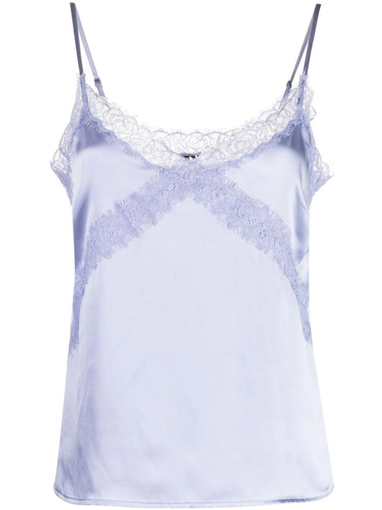 PAIGE lace-embroidered silk tank top - Purple Cover