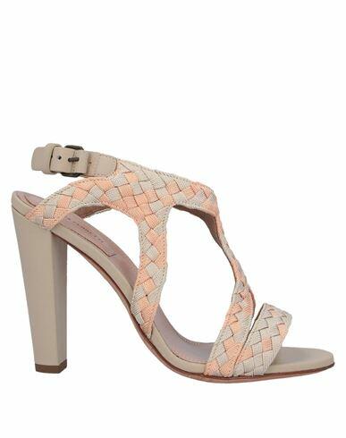 Alberta Ferretti Woman Sandals Apricot Textile fibers, Soft Leather Cover