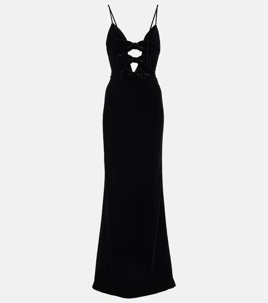 Alessandra Rich Bow-detail velvet gown Cover