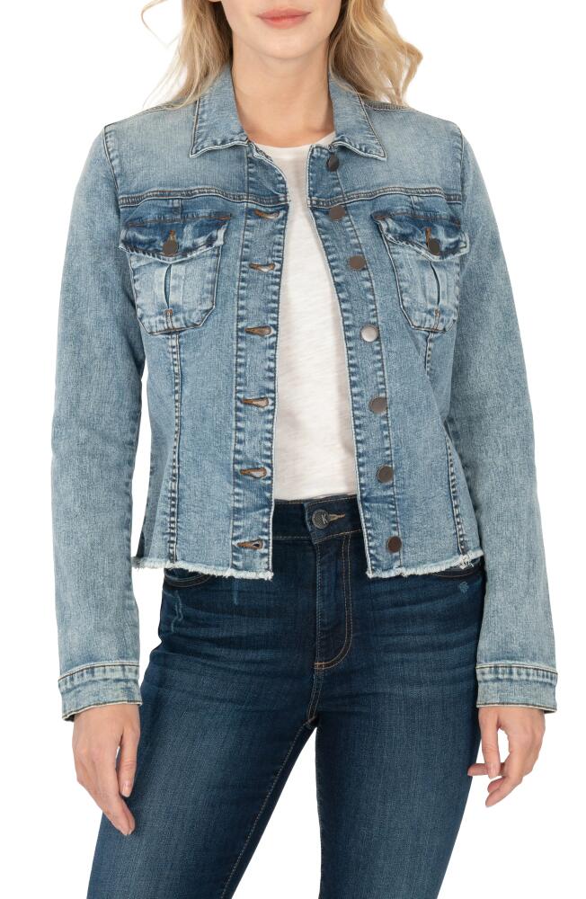 KUT from the Kloth Kara Frayed Denim Jacket in Standard Cover