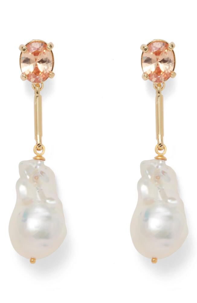 Lady Grey Baroque Pearl Drop Earrings in Gold/Peach/Pearl Cover