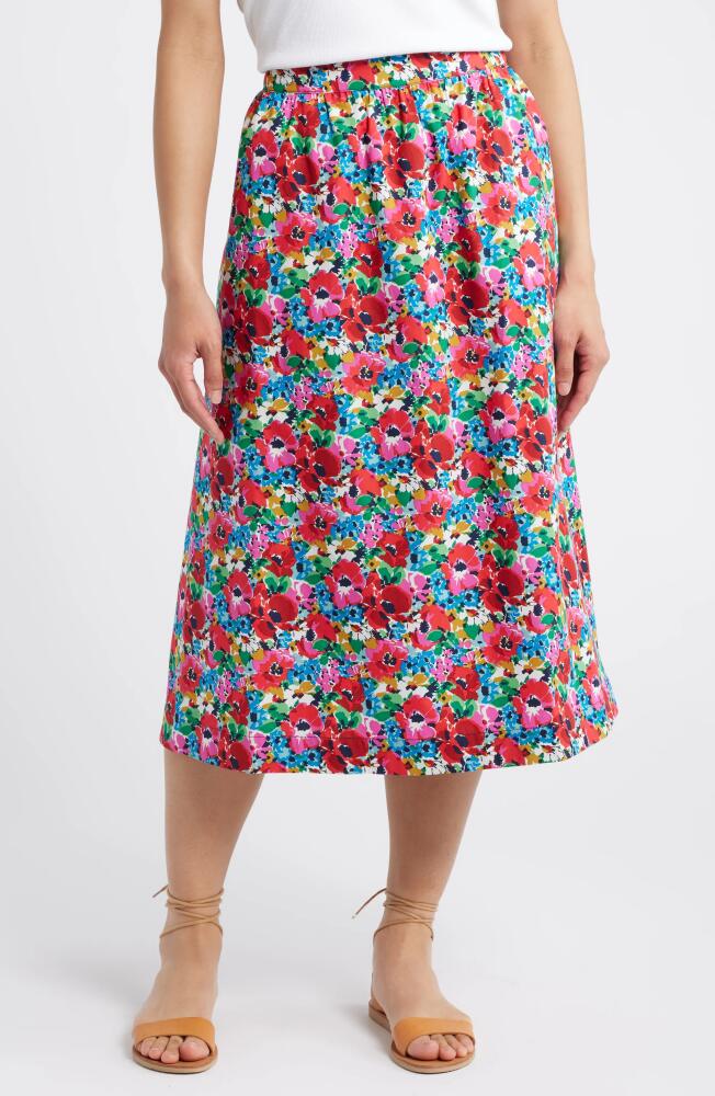 Boden Hattie Floral Poplin Midi Skirt in Wild Poppy Cover