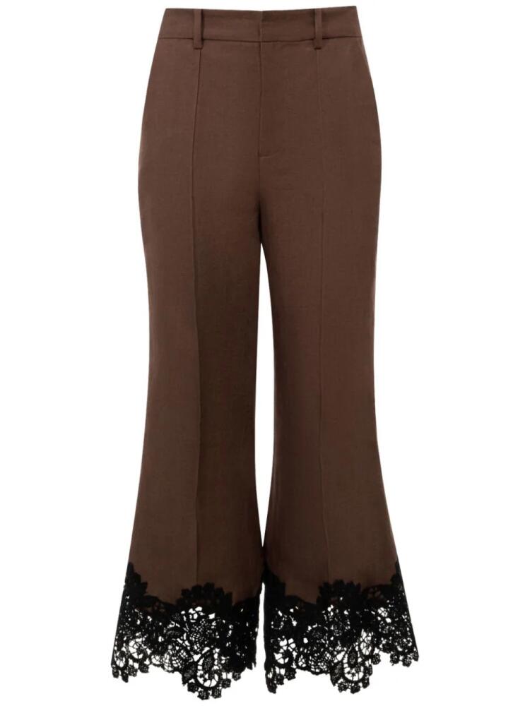 Rosie Assoulin lace-panelled flared trousers - Brown Cover