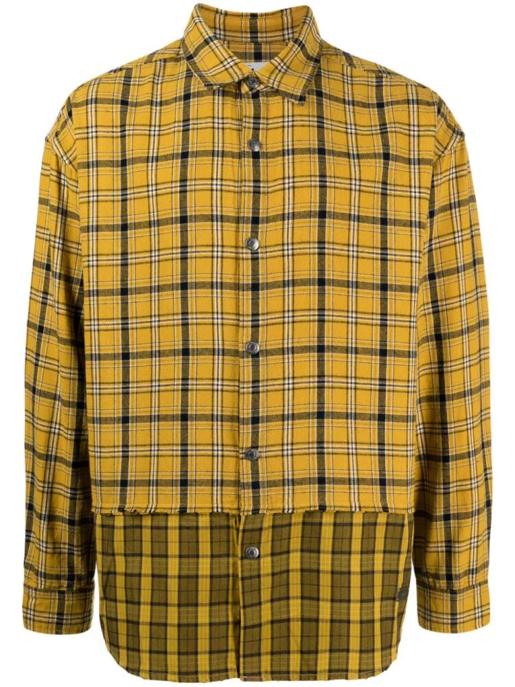 izzue check-pattern cotton shirt - Yellow Cover