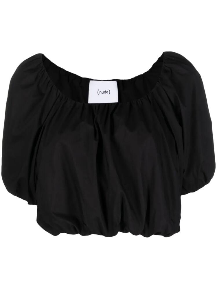 Nude ruched cropped top - Black Cover