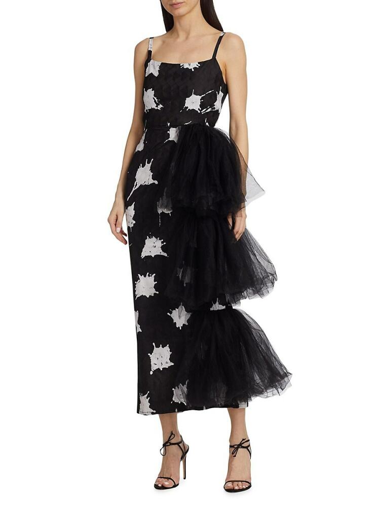 Busayo Women's Alaffia Splatter Tulle Midi Dress - Black Cover