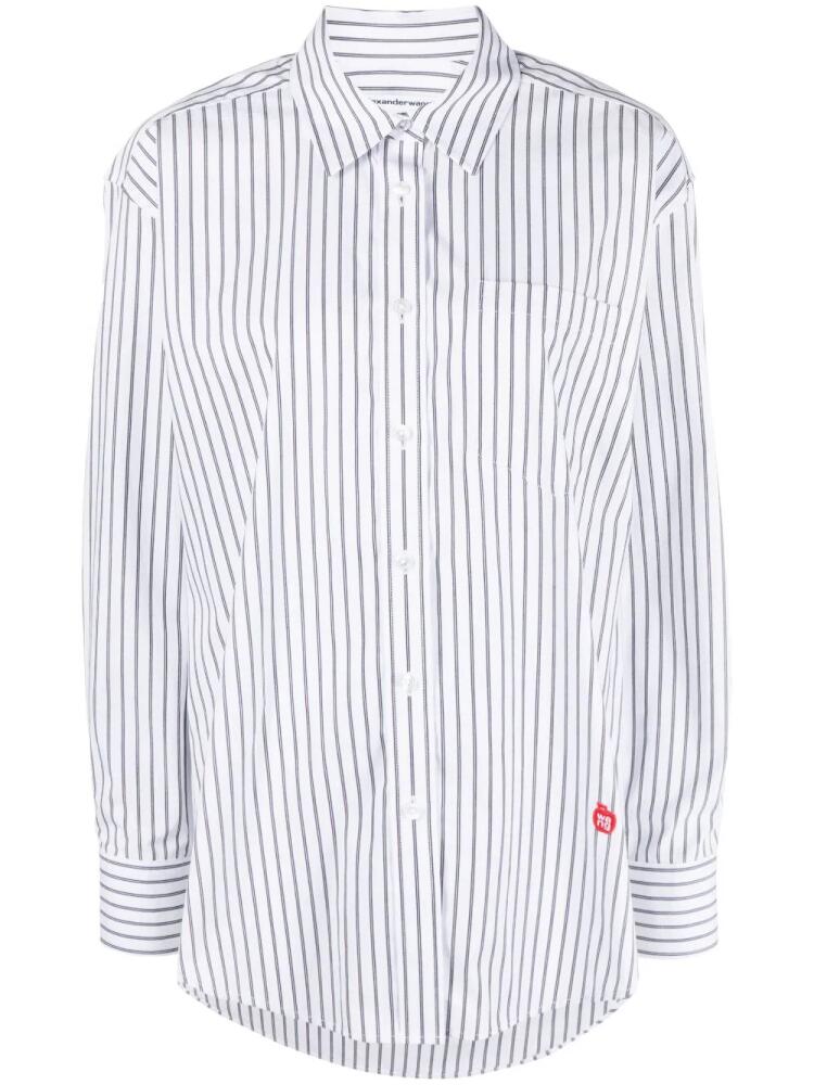 Alexander Wang logo-appliqué striped cotton shirt - White Cover