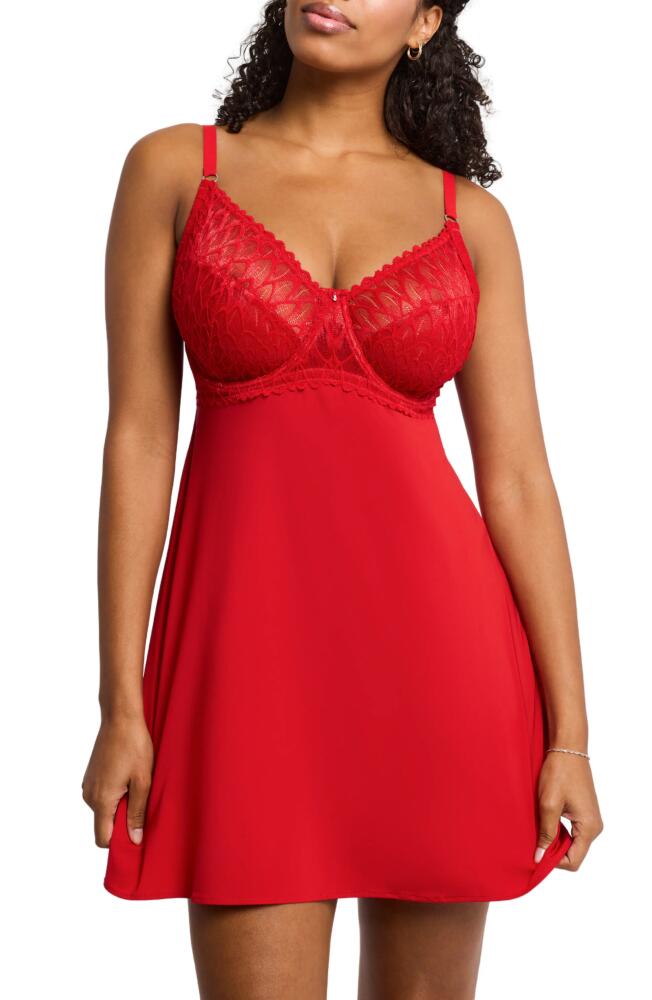 Montelle Intimates Lacey Underwire Babydoll Chemise in Sweet Red Cover