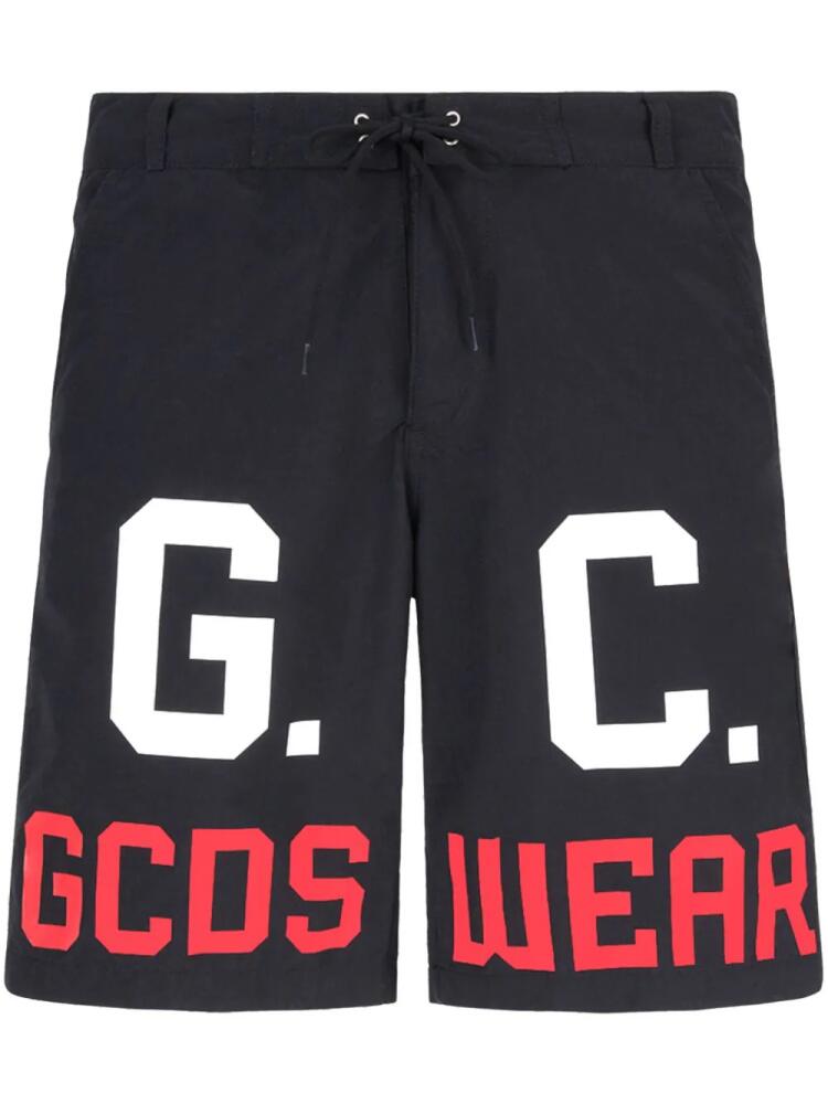 GCDS logo-print drawstring swim shorts - Black Cover