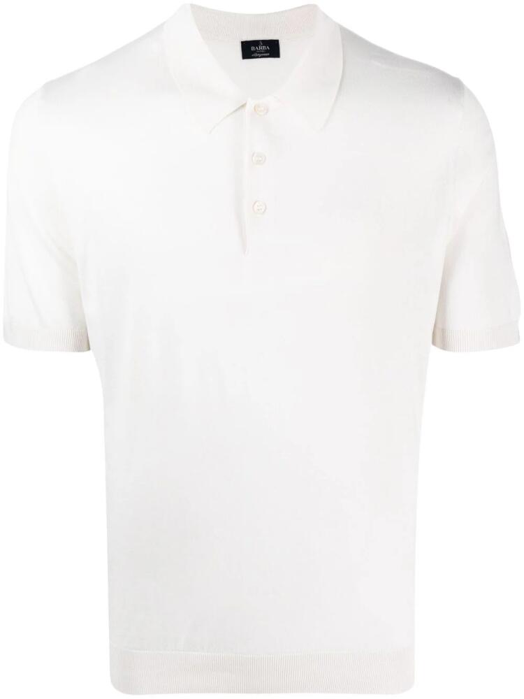 Barba short-sleeve silk polo shirt - White Cover