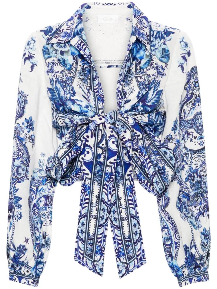 Camilla Glaze And Graze-print cropped shirt - White Cover