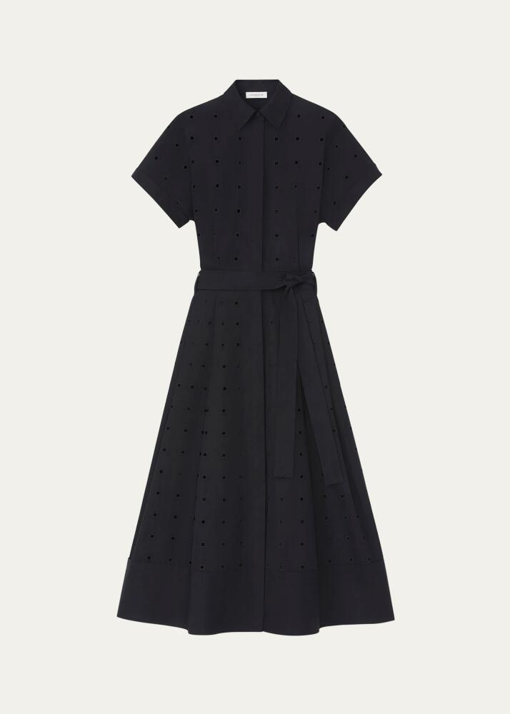 Lafayette 148 New York Eyelet-Embroidered Cotton Midi Shirtdress Cover